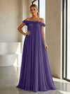 Chiffon Off the Shoulder Formal Dresses with 3D Flowers