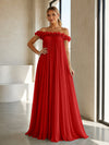 Chiffon Off the Shoulder Formal Dresses with 3D Flowers