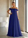 Chiffon Off the Shoulder Formal Dresses with 3D Flowers