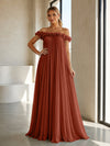 Chiffon Off the Shoulder Formal Dresses with 3D Flowers