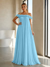 Chiffon Off the Shoulder Formal Dresses with 3D Flowers