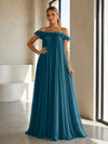 Chiffon Off the Shoulder Formal Dresses with 3D Flowers