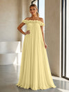 Chiffon Off the Shoulder Formal Dresses with 3D Flowers