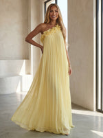 Chiffon A-Line One Shoulder Formal Dresses with 3D Flowers