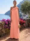 Chiffon A-Line One Shoulder Formal Tent/ Trapeze Dresses with 3D Flowers