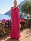 Chiffon A-Line One Shoulder Formal Tent/ Trapeze Dresses with 3D Flowers