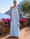 Chiffon A-Line One Shoulder Formal Tent/ Trapeze Dresses with 3D Flowers
