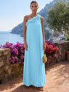 Chiffon A-Line One Shoulder Formal Tent/ Trapeze Dresses with 3D Flowers