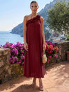 Chiffon A-Line One Shoulder Formal Tent/ Trapeze Dresses with 3D Flowers
