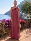 Chiffon A-Line One Shoulder Formal Tent/ Trapeze Dresses with 3D Flowers