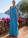 Chiffon A-Line One Shoulder Formal Tent/ Trapeze Dresses with 3D Flowers