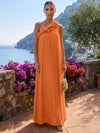 Chiffon A-Line One Shoulder Formal Tent/ Trapeze Dresses with 3D Flowers