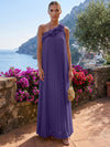 Chiffon A-Line One Shoulder Formal Tent/ Trapeze Dresses with 3D Flowers