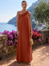 Chiffon A-Line One Shoulder Formal Tent/ Trapeze Dresses with 3D Flowers