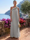 Chiffon A-Line One Shoulder Formal Tent/ Trapeze Dresses with 3D Flowers