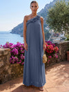 Chiffon A-Line One Shoulder Formal Tent/ Trapeze Dresses with 3D Flowers
