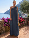 Chiffon A-Line One Shoulder Formal Tent/ Trapeze Dresses with 3D Flowers