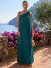 Chiffon A-Line One Shoulder Formal Tent/ Trapeze Dresses with 3D Flowers