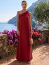 Chiffon A-Line One Shoulder Formal Tent/ Trapeze Dresses with 3D Flowers