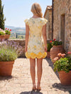 Satin Sheath Crew Neck Formal Dresses with 3D Flowers