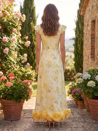 Satin Sheath Crew Neck Formal Dresses with 3D Flowers