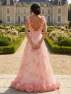 Chiffon A-Line V Neck Formal Dresses with 3D Flowers