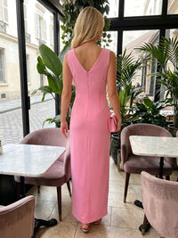 Jersey Sheath V Neck Formal Dresses with 3D Flowers
