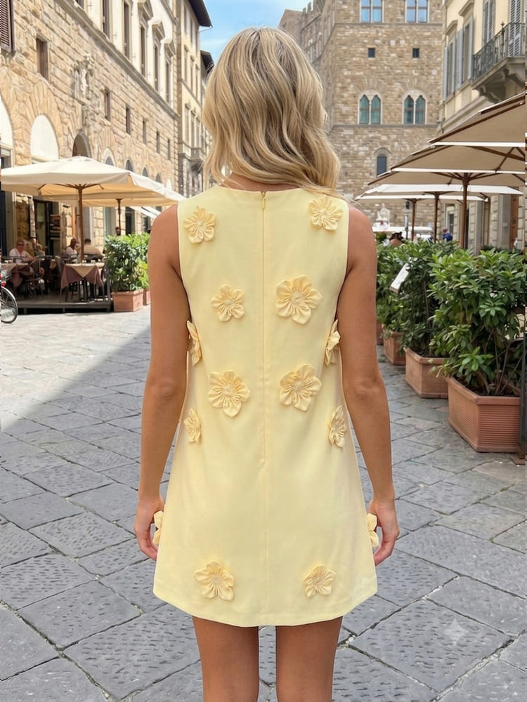 Jersey A-Line Crew Neck Formal Dresses with 3D Flowers