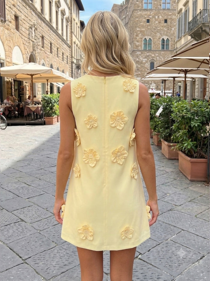 Jersey A-Line Crew Neck Formal Dresses with 3D Flowers
