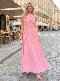 Chiffon A-Line Halter Formal Dresses with 3D Flowers