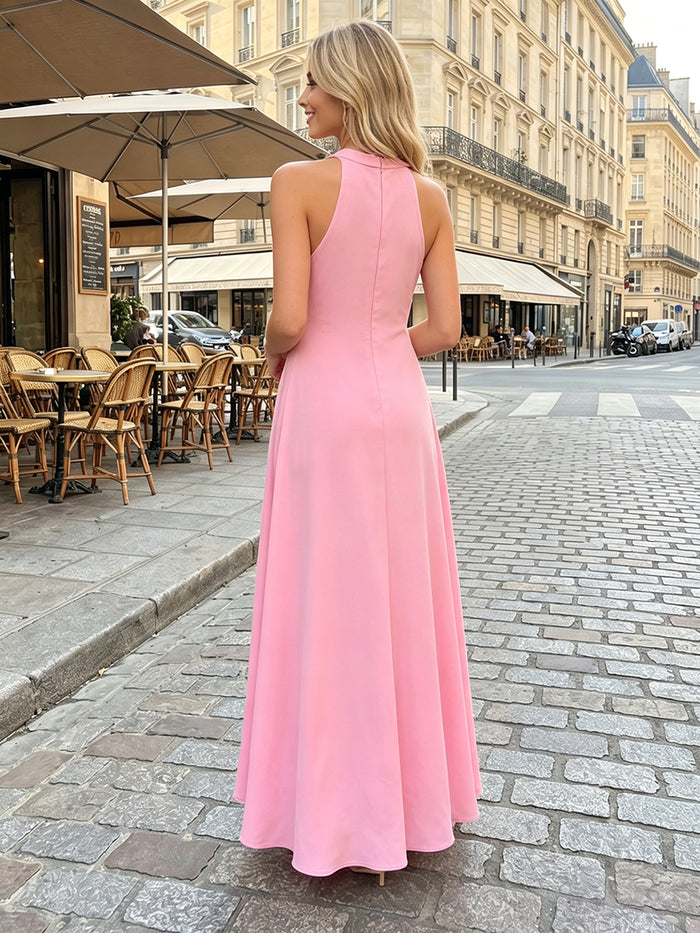 Chiffon A-Line Halter Formal Dresses with 3D Flowers