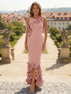 Jersey Bodycon Crew Neck Formal Dresses with 3D Flowers