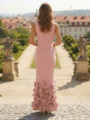 Jersey Bodycon Crew Neck Formal Dresses with 3D Flowers