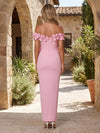 Jersey Sheath Off the Shoulder Cocktail Dresses with 3D Flowers