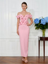 Jersey Sheath Off the Shoulder Cocktail Dresses with 3D Flowers