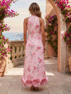 Chiffon Sheath High Neck Formal Dresses with 3D Flowers