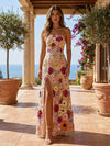 Tulle A-Line Strapless Formal Dresses with 3D Flowers