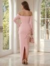 Jersey Bodycon Off the Shoulder Formal Dresses with 3D Flowers