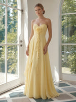 Chiffon A-Line Sweetheart Formal Dresses with 3D Flowers