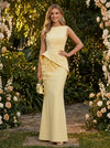 Jersey Mermaid Crew Neck Formal Dresses with 3D Flowers