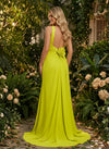 A-Line Satin Square Neck Pleated Formal Dresses with Flowers Back