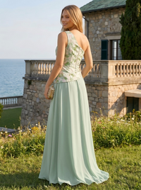 Jacquard A-Line One Shoulder Pleated Formal Dresses