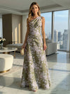 Jacquard A-Line One Shoulder Pleated Formal Dresses