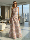 Jacquard A-Line One Shoulder Pleated Formal Dresses
