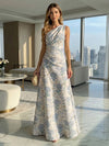Jacquard A-Line One Shoulder Pleated Formal Dresses