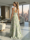 Jacquard High Low Halter Formal Dresses with Ruffles