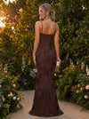 Tulle Mermaid Spaghetti Straps Evening Dresses with Floral Embroidery