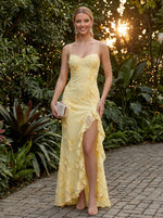 Tulle Mermaid Spaghetti Straps Evening Dresses with Floral Embroidery