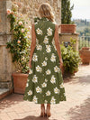 Satin A-Line High Neck Floral Print Cocktail Dresses
