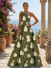 Satin A-Line One Shoulder Floral Print Mother of the Bride Dresses